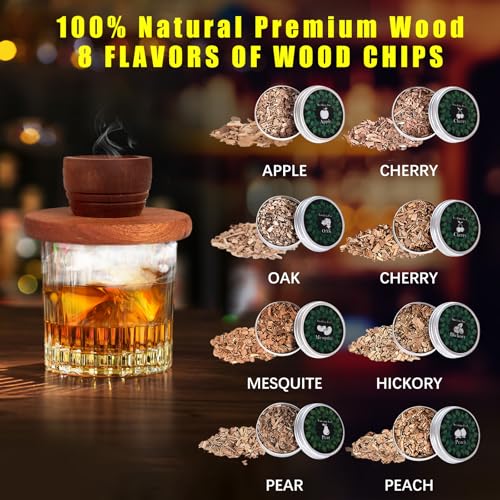 Brown Whiskey Smoker Kit with Torch - Perfect Gift for Men, Dad, Husband