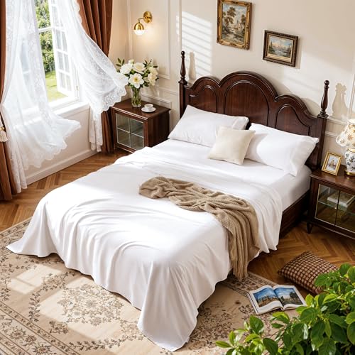 Egyptian Cotton Queen Bed Sheet Set - 1000 TC Deep Pocket 16" - White