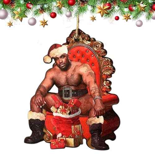 2025 Funny Christmas Ornaments, Barry Wood Wooden Hanging Decor for Christmas Tree Decoration, Funny Santa Hanging Craft Holiday Party Supplies