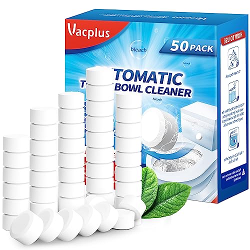 Vacplus Toilet Bowl Cleaner Tablets 50 Pack Long-Lasting Auto Bleach & Freshener