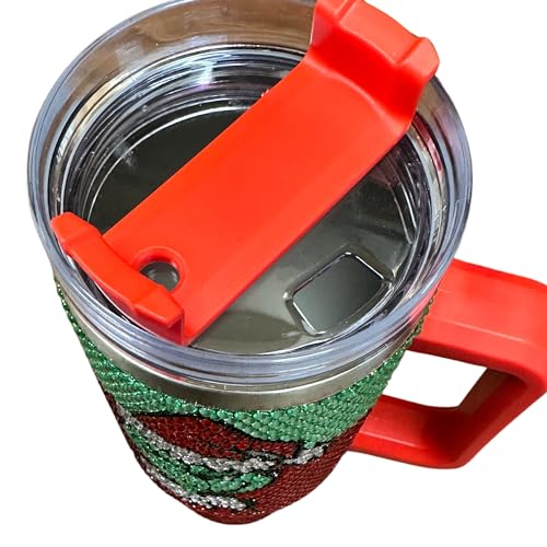 Lashicorn Rhinestone 40oz Christmas Tumbler with Handle & Straw - Holiday Bling Cup