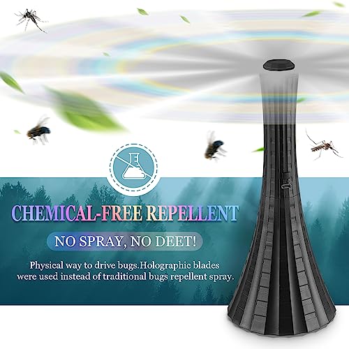 Adawook 6-Pack Rechargeable USB Fly Fans for Outdoor Tables - Black, Collapsible, Bug Repellent