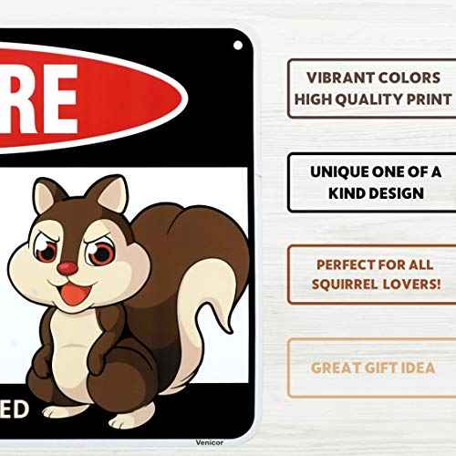 Venicor Squirrel Decor Sign - 8 x 12 Inches - Aluminum - Funny Squirrel Gifts for Squirrel Lovers - Squirrel Stickers Call Stuffed Plush