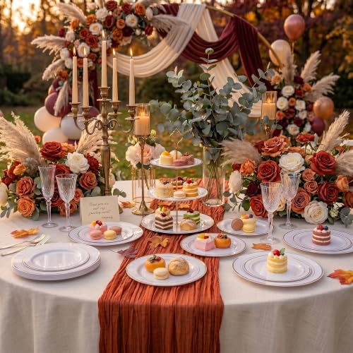 60PCS Silver Plastic Dinner and Dessert Plates Set - Disposable Heavy Duty Partyware Variation of 60 Silver