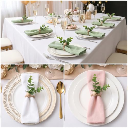 30 Pcs Eucalyptus Leaf Napkin Rings Farmhouse Boho Decor for Spring Easter Wedding