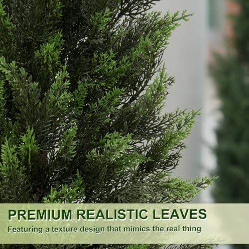 VIVATREES 4FT Artificial Cedar Topiary Tree in Black Planter UV-Resistant Outdoor Decor