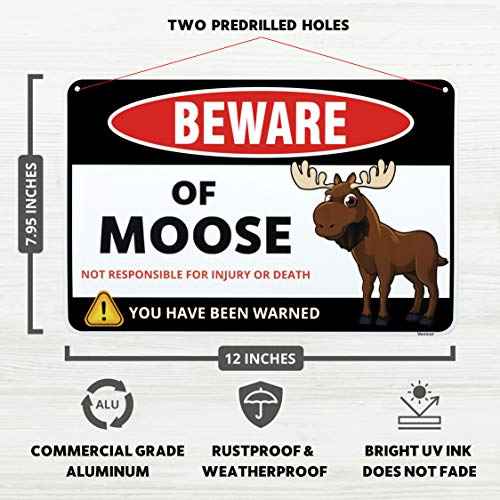 Venicor Moose Sign Decor - 8 x 12 Inches - Aluminum - Moose Gifts Home Wall Decorations