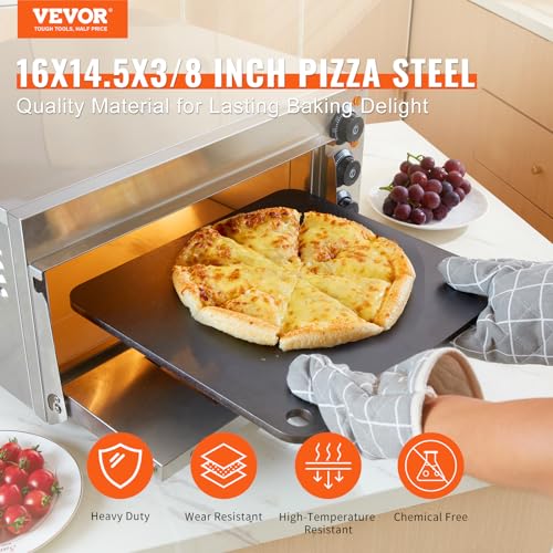 16x14.5 Inch Rectangular Pizza Steel Plate for Oven and Grill - Heavy Duty Pre-Seasoned Carbon Steel Baking Stone