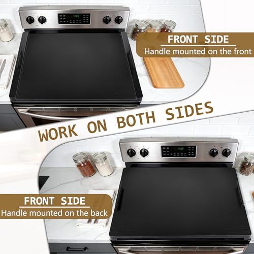 FUSOUBOTY Black Wooden Stove Cover with Handles - Kitchen Counter Extension & Serving Tray