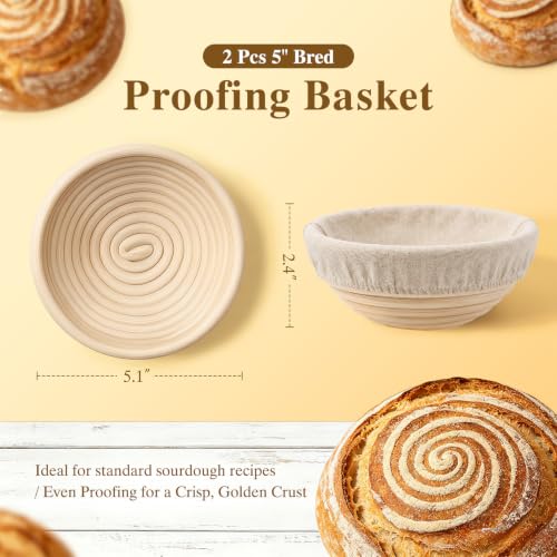 Umite Chef Cream White Double Round Dutch Oven & Bread Proofing Set