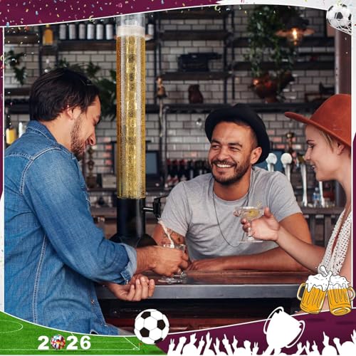 COSYOO 2PCS 3L Drink Tower Dispenser with Ice Tube & LED Light for Parties & Bars