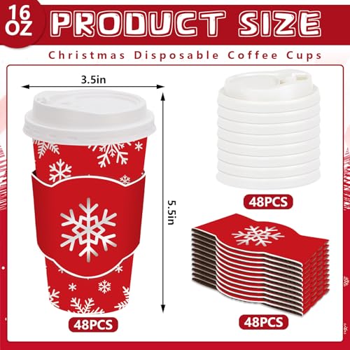JarThenaAMCS 48 Set Christmas Snowflake Disposable Coffee Cups with