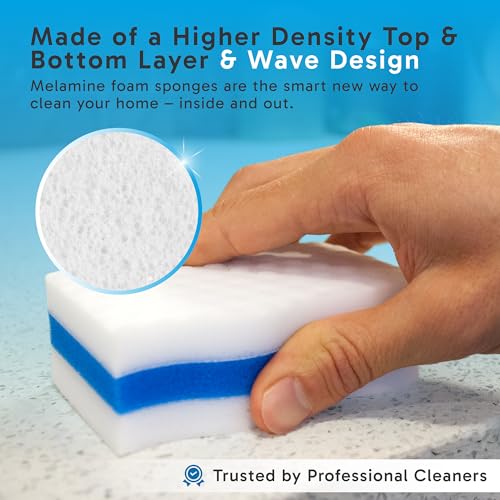 Extra Durable Magic Sponge Eraser 25 Pack - Long Lasting Multi-Purpose Cleaning Pads