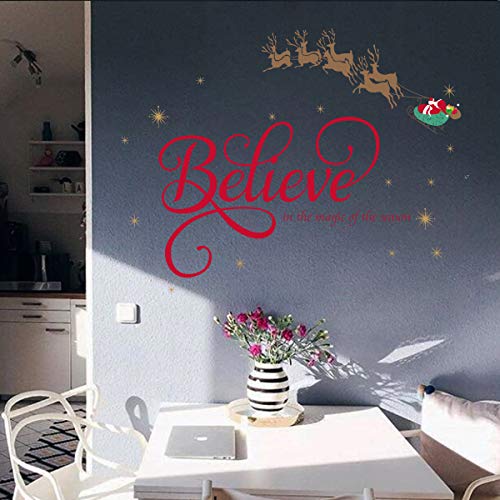 Believe Quote Santa Claus Reindeer Snowflake Window Clings - Christmas Decor