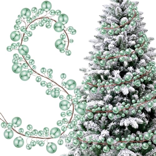 Suncalla 6 ft Green Christmas Ball Garland - Holiday Tree & Mantel Decor (Green / Christmas Ball Garland)