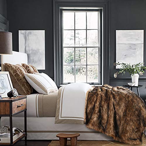 Brown Faux Fur Throw Blanket 60x80 Inches Long Pile Plush Fuzzy Decor