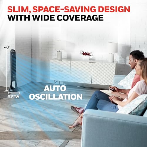 Honeywell QuietSet Oscillating Tower Fan - 8 Speed Black Remote Control