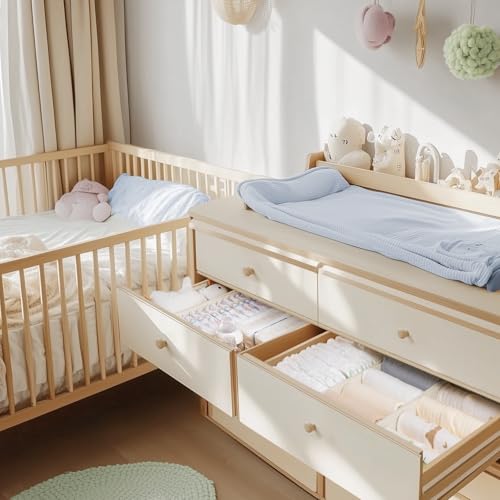 Criusia Drawer Organizer Clothes Set - Beige 24 Pack, Foldable Closet Dividers for Baby & Bedroom Storage