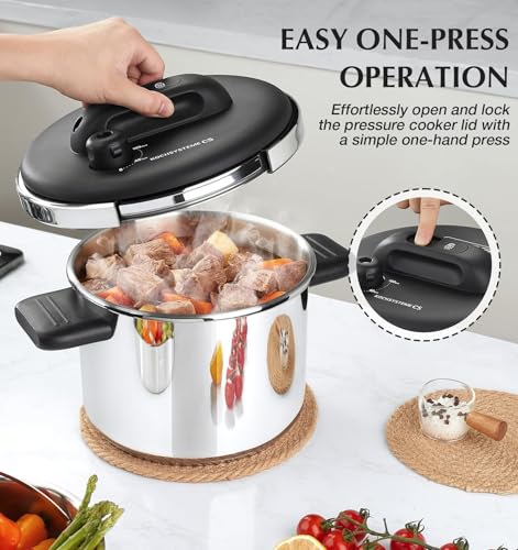 8.5 Qt Stainless Steel Pressure Cooker with Glass Lid & Steamer - Induction Ready