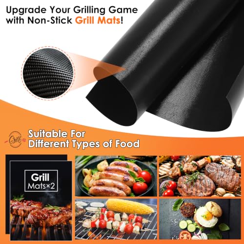 Yoehka BBQ Grilling Accessories Set - 34-Piece Heavy Duty Grill Tools with Brown Handles