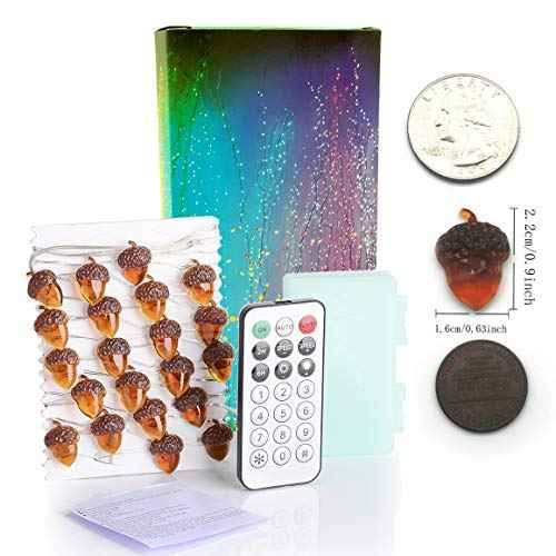 BOHON Thanksgiving Decorations Acorn Lights String 10ft 40 LEDs Fairy String Lights Battery Operated with Remote Fall Lights for Home Autumn Garland Bedroom Christmas Tree Halloween Party Decor