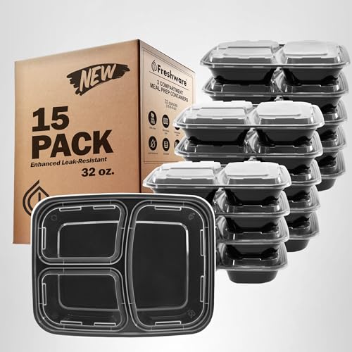 Freshware Meal Prep Bowl Containers [30 Pack] Plastic Bowls with Lids for Soup and Salad, Food Storage Bento Box, BPA Free, Stackable, Lunch Boxes, Microwave/Dishwasher/Freezer Safe (28 oz)