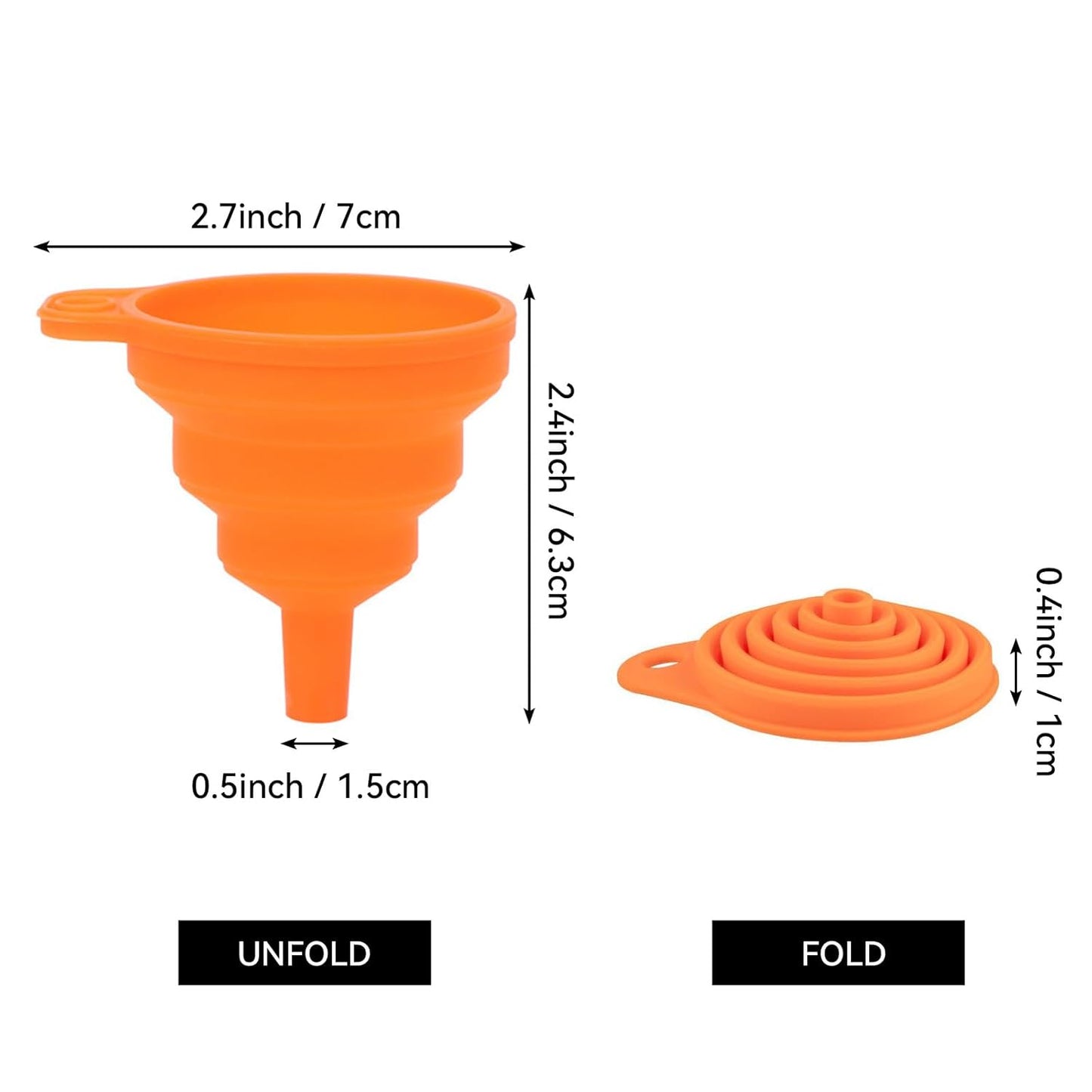 Skiennix Kitchen Funnel Set - 4 Pack Foldable Silicone Funnels for Easy Liquid Transfer | Small Size