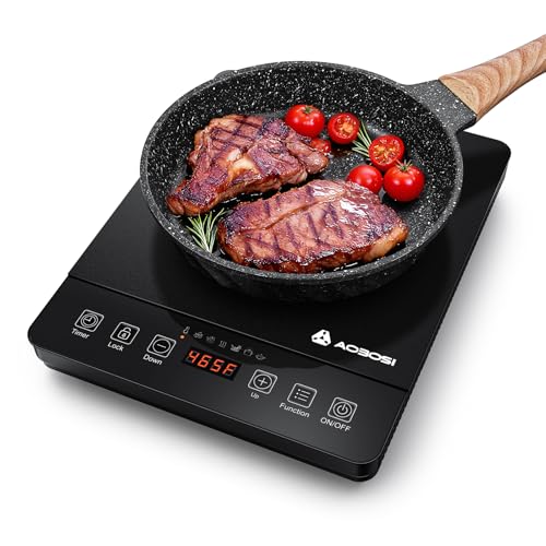 AAOBOSI 6.8 Inch Portable Induction Cooktop 1800W with 20 Temp & Power Levels
