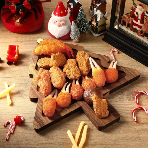 3 Pcs Christmas Tree Acacia Wood Charcuterie Boards, 12" Serving Platter Set - Ziliny