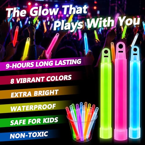 200Pcs Glow Sticks - 4 Inch Waterproof Glow-in-the-Dark Party Favors, Kids Safe Bulk Pack - Variation of THIS listing