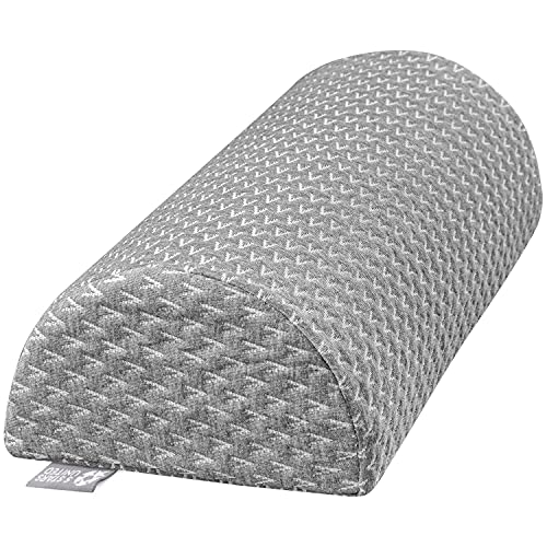 Grey Knee Pillow for Back Sleeping - Half Moon Leg Support Cushion, Memory Foam, ACA Endorsed