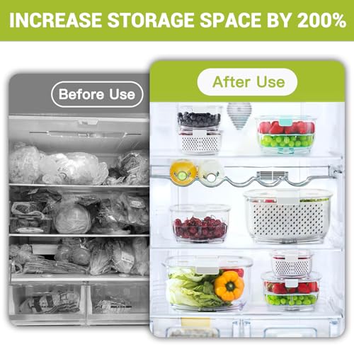 White Clear Vegetable and Fruit Storage Containers 3-Piece Set BPA-Free Fridge Organizer