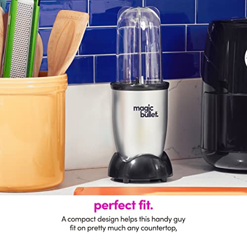 Magic Bullet 11-Piece Personal Blender for Shakes & Smoothies - Silver, 22oz, 250W, Model MBR-1101