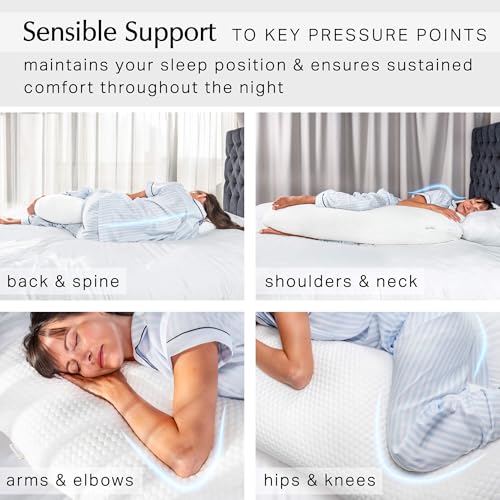 Body Pillow for Adults 20x54 Inch Supportive Memory Foam & Microfiber Cover - Long Side Sleeper Pillow