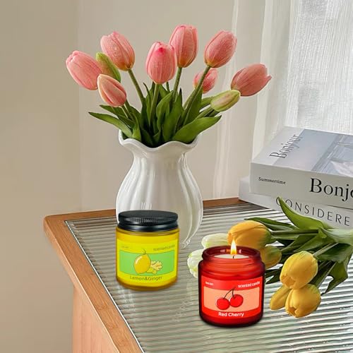 12 Pack Candles, Natural Soy Wax, 6 Scents Frosted Jar Aromatherapy