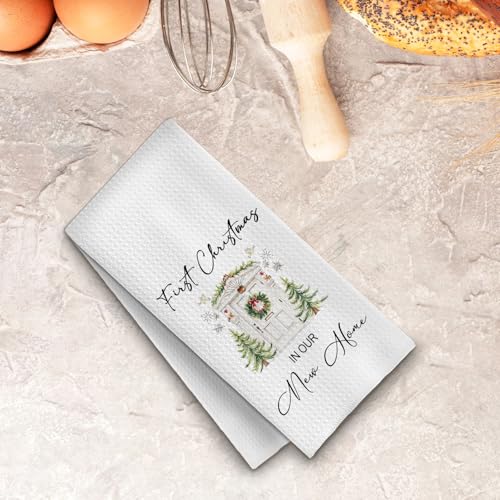 ChenCraty New Home Christmas Kitchen Towels - 16x24 in Hand Towels, First Christmas in New Home Gift