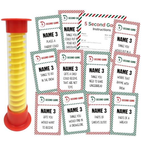 QSLCU Christmas 5 Second Game Set - Fast-Paced Family Party Card Game with Timer