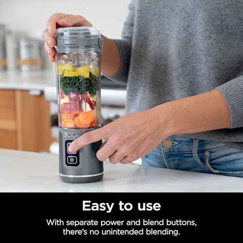Portable Blender with 2 Vessels - Grey, 18oz, Rechargeable USB-C, Includes Accessories