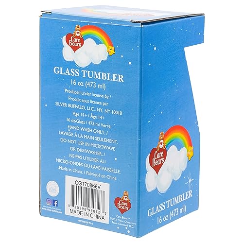 Care Bears Star Shower Glitter 16oz Pint Glass - Silver Buffalo, Officially Licensed