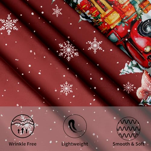 Kawani 60-Inch Christmas Round Tablecloth Snowman Red Truck Snowflakes, Xmas Decor