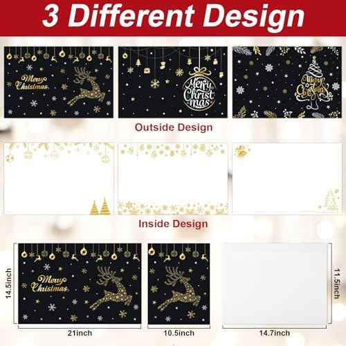 3 Pcs Jumbo Merry Christmas Greeting Cards With Envelope Decoration Extra Large Size 14 x 21 Inch Giant Christmas Cards Snowman Christmas Tree Santa Claus Different Patterns for Holiday Party Gift Decorations Supplies Happy New Year