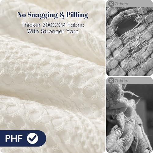 PHF Cream King Size Waffle Weave Comforter Set with 2 Pillow Shams - Ultra Soft All-Season Bedding
