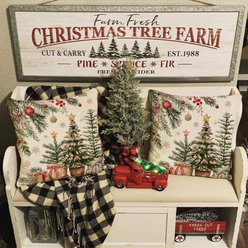 ARGOOFG Christmas Trees Pillow Covers 18 x 18 green, Pack of 2