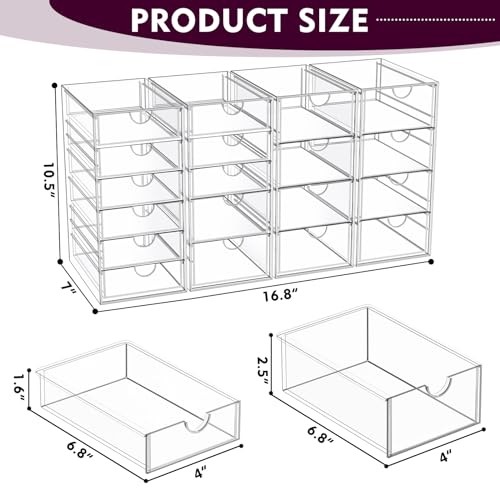 YFXCVSL 19-Drawer Acrylic Makeup Organizer - Clear Storage Drawer Set