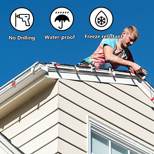 50 Pcs Outdoor Christmas Light Clips 1 5/8 Inch for Roof Gutters - White