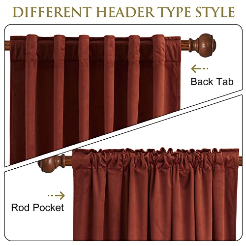 StangH Rust Room Darkening Velvet Curtains W52 x L108 inches 1 Panel