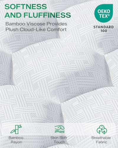 Qocismile White Full Size 4-Inch Dual Layer Memory Foam Mattress Topper