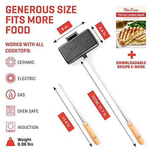 Uno Casa Double Pie Iron XL Cast Iron Campfire Sandwich Maker - Variation of THIS listing 1