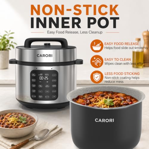 Carori 8Qt Electric Pressure Cooker 9-in-1 Multifunction with Touchscreen - Silver