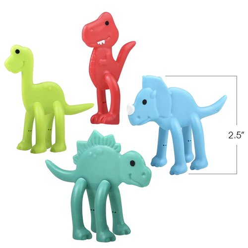 ArtCreativity 48 Pcs Bendable Dinosaur Toy, Mini Dino Figures Bendy Toy in 4 Colors, Great Dinosaur Party Favors for Kids, Birthday Party Goodie Bag Stuffers and Dinosaurios Pinata Fillers